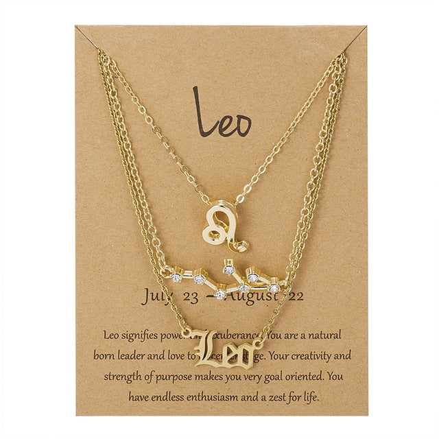 Celestial Zodiac Sign Necklace Set