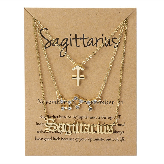 Celestial Zodiac Sign Necklace Set