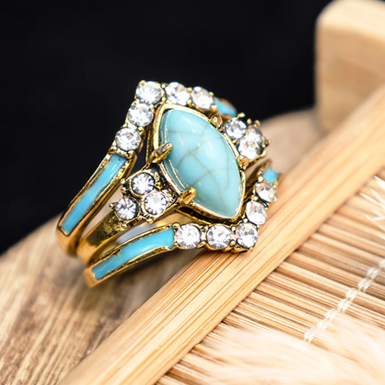 Achieving Dreams Turquoise 3-Piece Ring Set