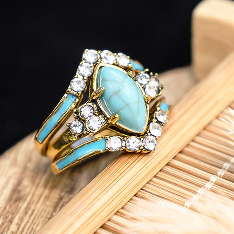 Turquoise Dreamcatcher Healing Ring Set