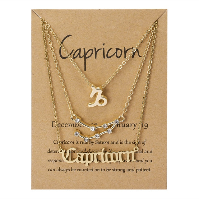 Celestial Zodiac Sign Necklace Set