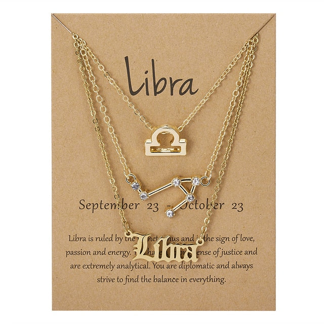 Celestial Zodiac Sign Necklace Set