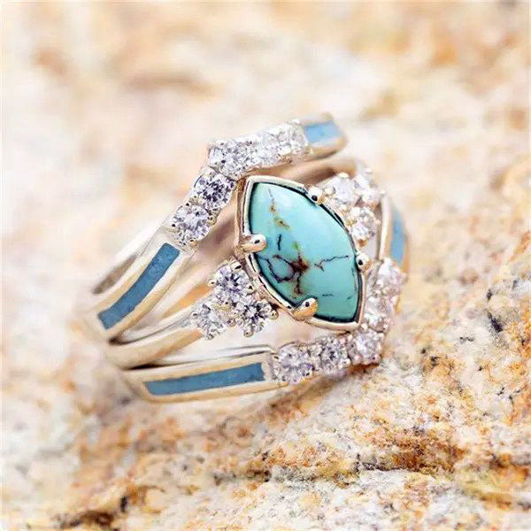 Turquoise Dreamcatcher Healing Ring Set