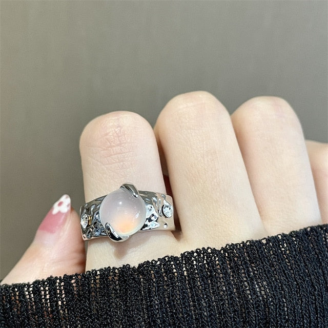 Vintage Aesthetic Crystal Love Ring Collection