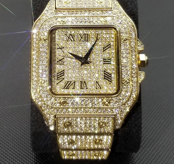 Elegant Brilliance: Square Full Crystal Watch