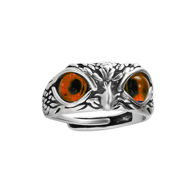 Wise Owl Adjustable Alloy Ring - Embrace Nature's Wisdom