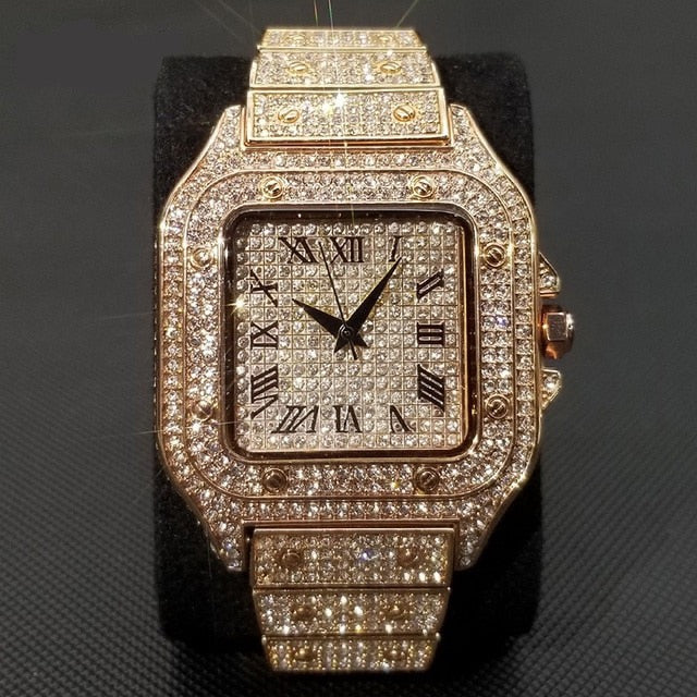 Elegant Brilliance: Square Full Crystal Watch