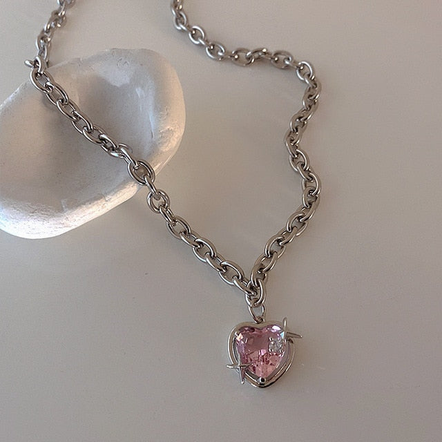 Cupid's Heart Crystal Pearl Necklace