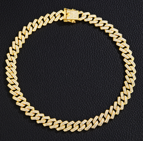 Gold Plated Iced Out Chain for Men & Women Cuban Chain Necklace