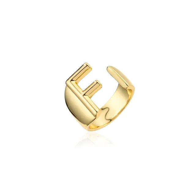 Adjustable Gold Alphabet Ring For Women