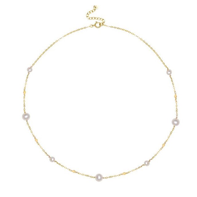 Elegant Gold Pendant Pearl Choker Necklace