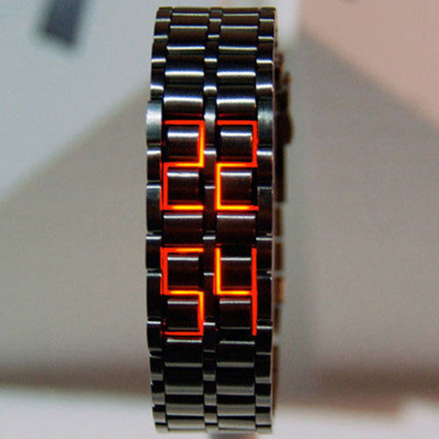 Futuristic Elegance: Digital Lava Wrist Watch