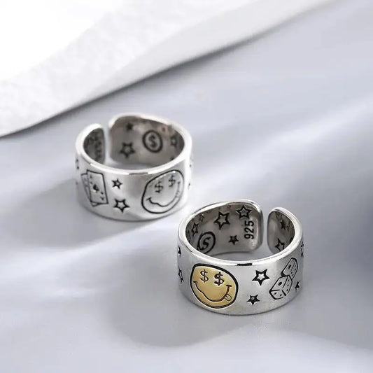 Personality Smile Face Poker Finger Ring