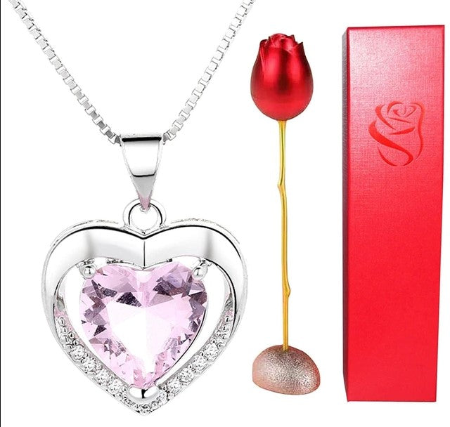 Pink Eternal Love Necklace Pendant Holder Gift Set