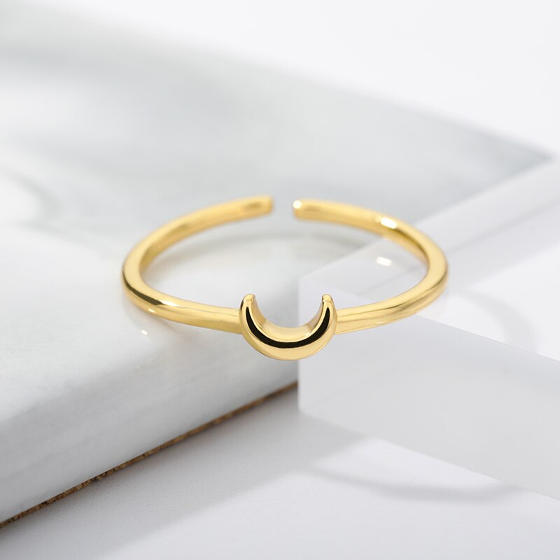 Minimalist Gold-Plated Crescent Ring