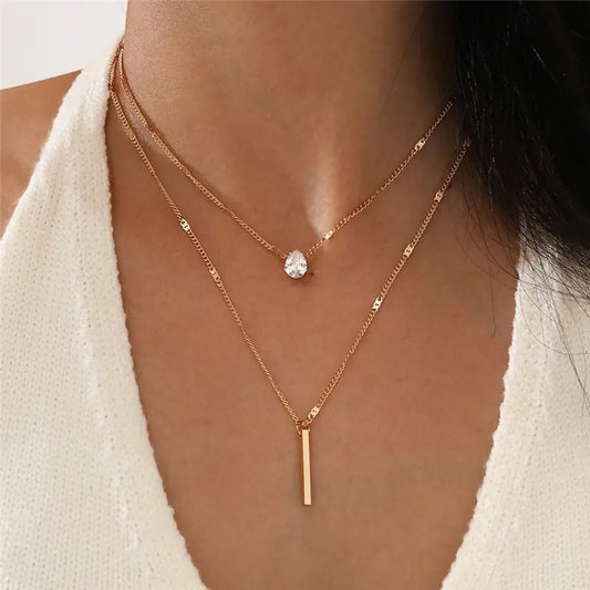 Square Crystal Necklace Set