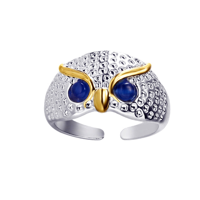 Wise Owl Adjustable Alloy Ring - Embrace Nature's Wisdom