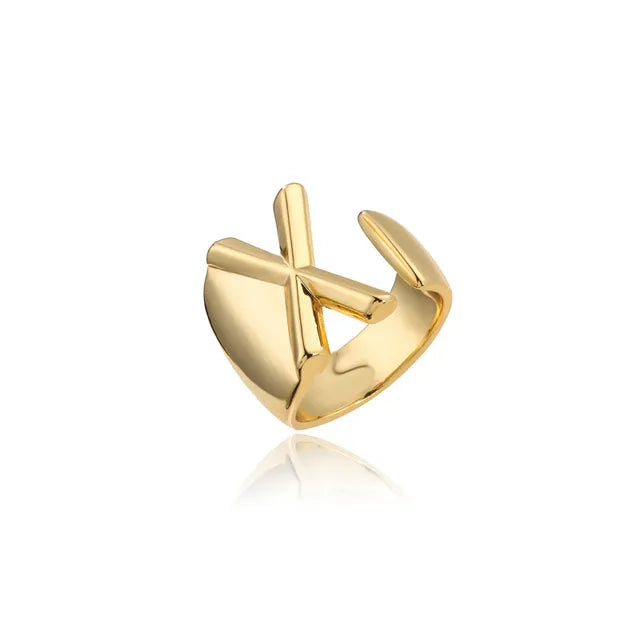 Adjustable Gold Alphabet Ring For Women