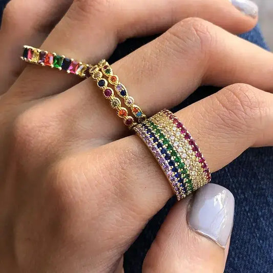 Colorful CZ Eternity Band Ring