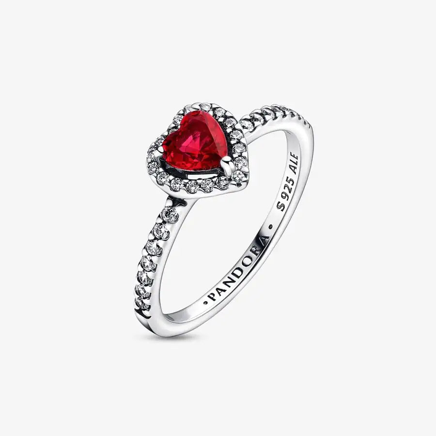 Heart Ring in Red Relief