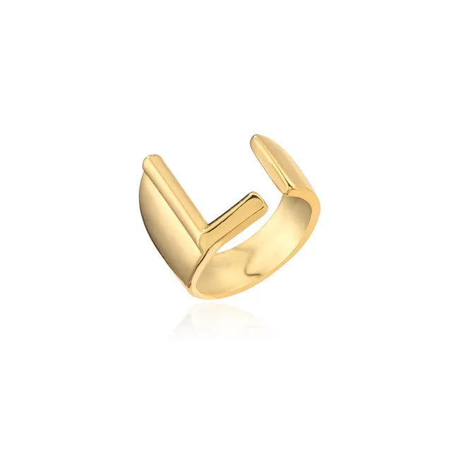 Adjustable Gold Alphabet Ring For Women