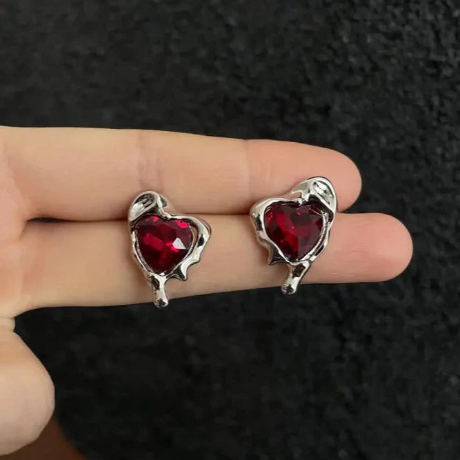 Molten Red Crystal Earrings