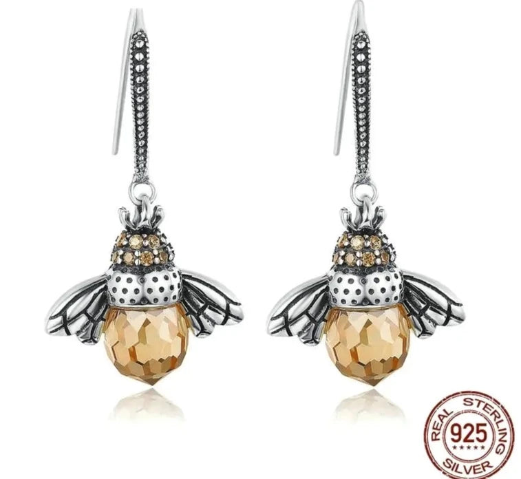 Yellow Bee Drop Earrings