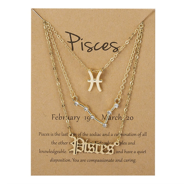 Celestial Zodiac Sign Necklace Set