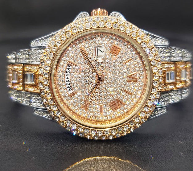 MISS FOX Men's Calendar Quartz Diamond Watch: Elegance Redefined