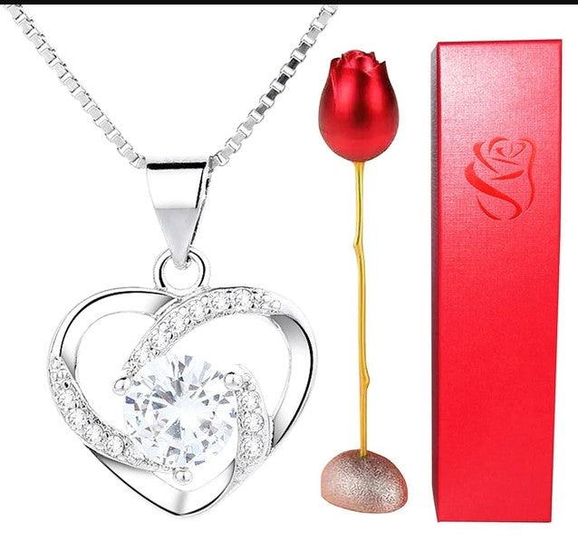 Pink Eternal Love Necklace Pendant Holder Gift Set