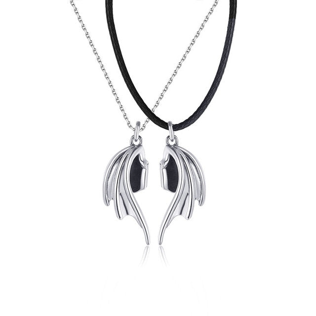 Angel and Devil Wings Love Connection Necklace Set