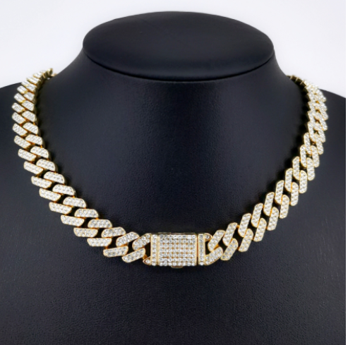 Gold Plated Iced Out Chain for Men & Women Cuban Chain Necklace