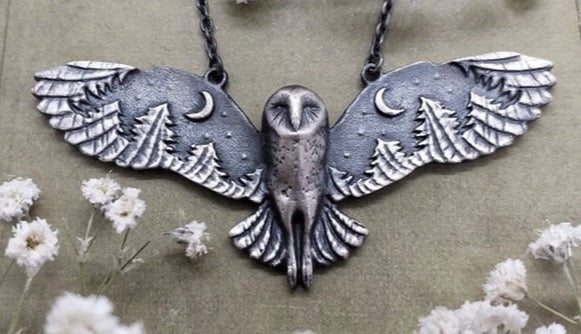 Enchanted Owl Witch Charm Pendant Necklace