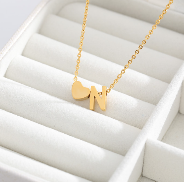 Letter Heart Initial Necklaces