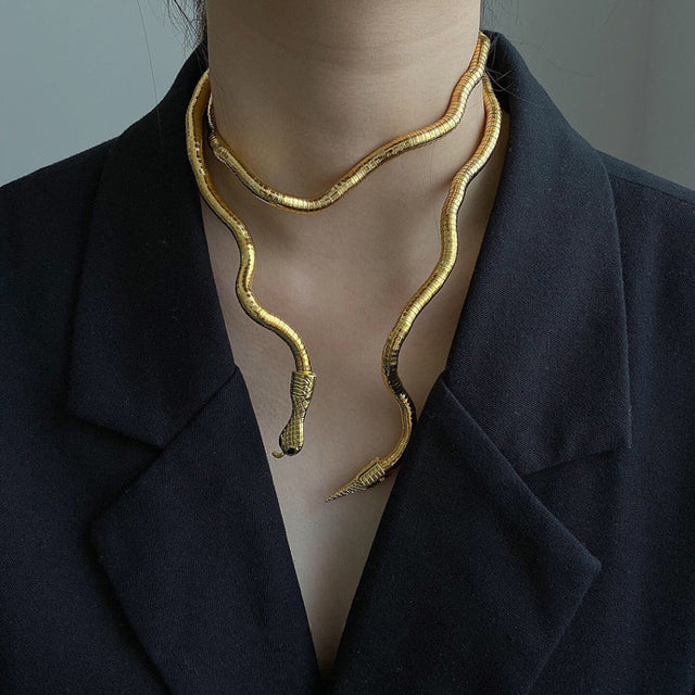 Trendy Geometric Soft Metal Snake Chain Necklace