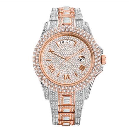 Radiant Opulence: Full Iced Crystal Watch