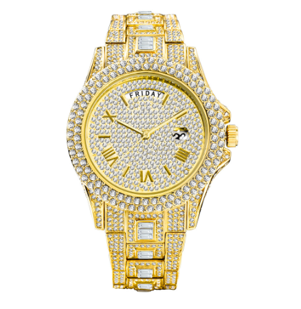 Radiant Opulence: Full Iced Crystal Watch