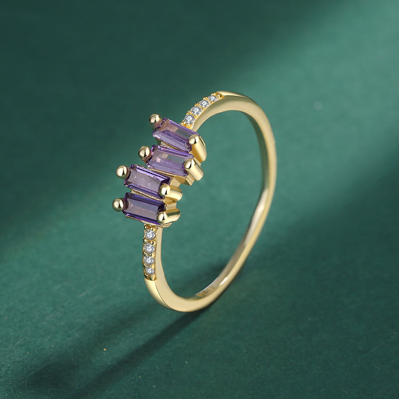 Baguette Amethyst Rings - Elegance Meets Luxury