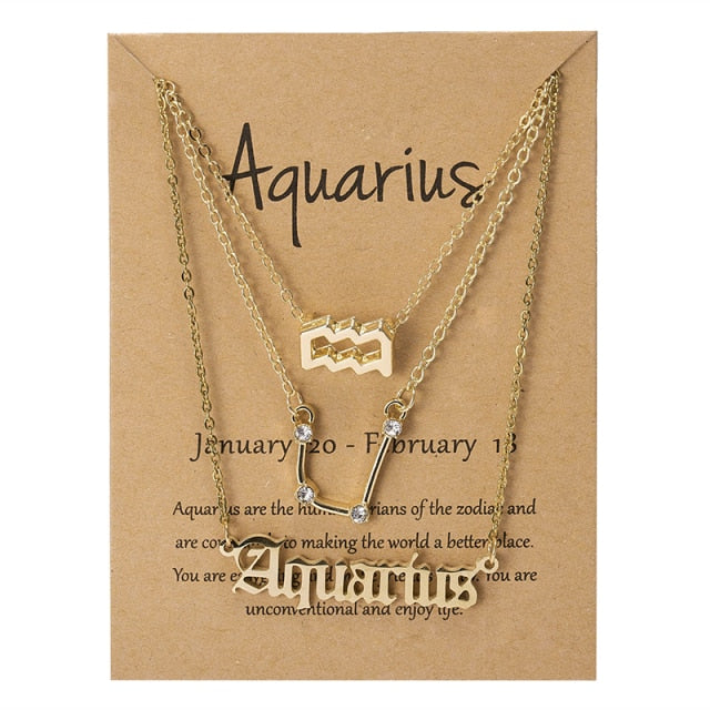 Celestial Zodiac Sign Necklace Set