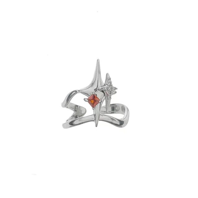 Elegant Zircon Red Square Crystal Rings