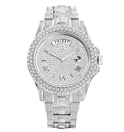 Radiant Opulence: Full Iced Crystal Watch