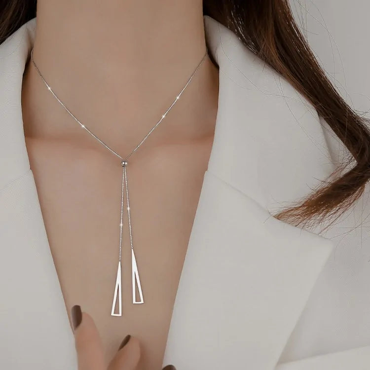 Silver Geometric Triangle Necklace