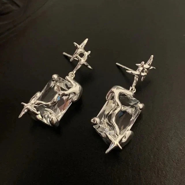 Silver Square Earrings