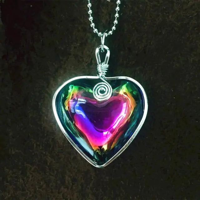 Aura Glass Heart Necklace