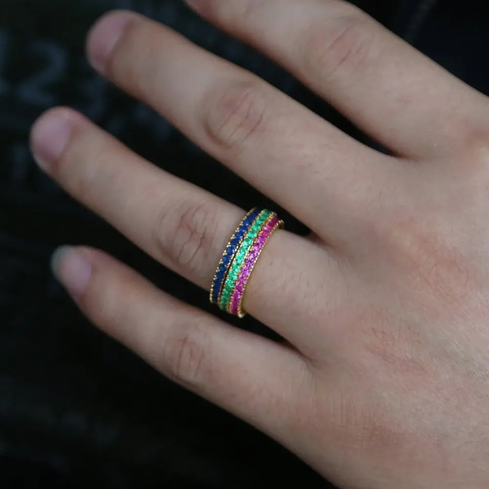 Colorful CZ Eternity Band Ring