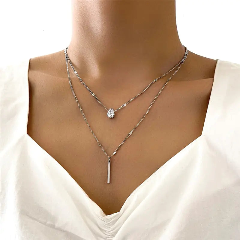 Square Crystal Necklace Set