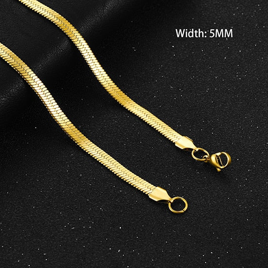 Modern Gold Color Blade Chain Stainless Steel Necklace