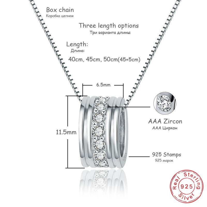 Sparkling Zircon Rotatable Round Pendant Necklace