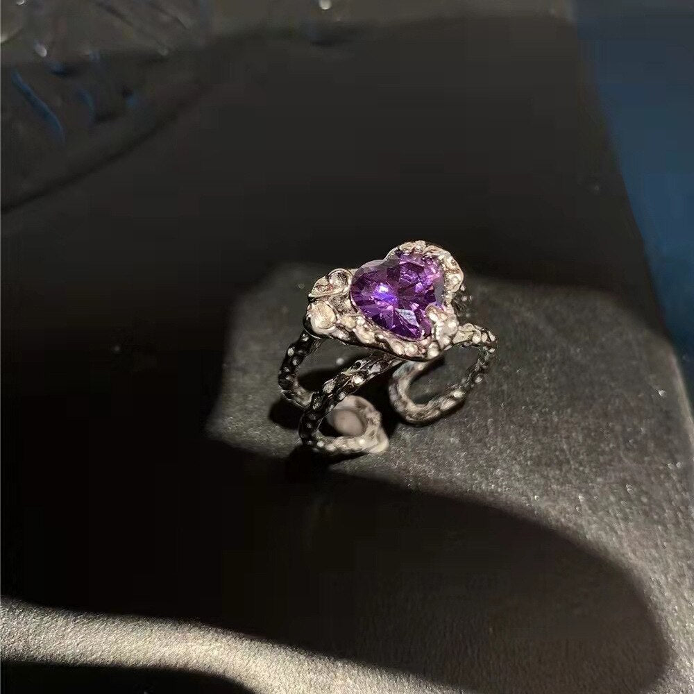 Luxury Purple Zircon Crystal Ring"