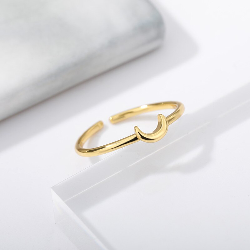 Minimalist Gold-Plated Crescent Ring